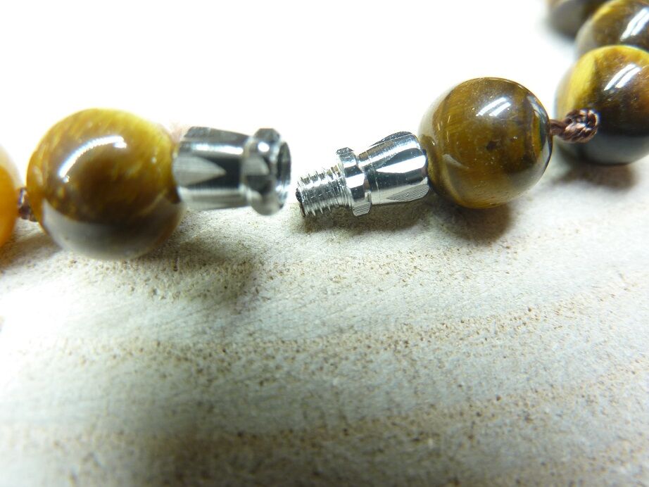 Collier Oeil de tigre - perles rondes 8 mm L 64 cm