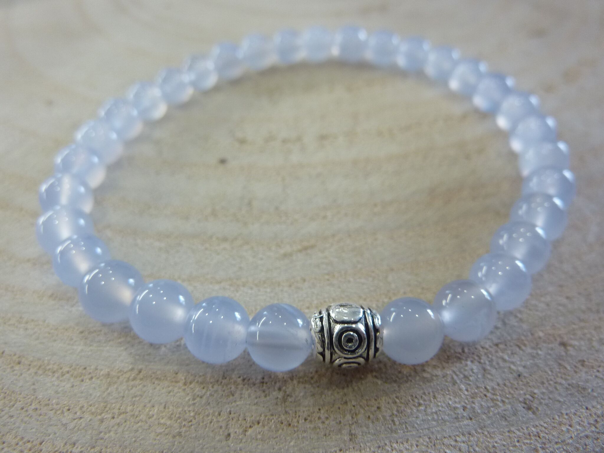 Bracelet Calcedoine Bleue - Perles rondes 6 mm