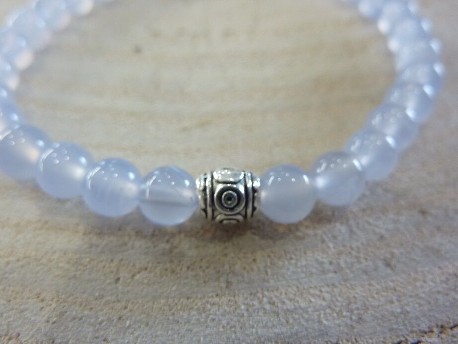 Bracelet Calcedoine Bleue - Perles rondes 6 mm