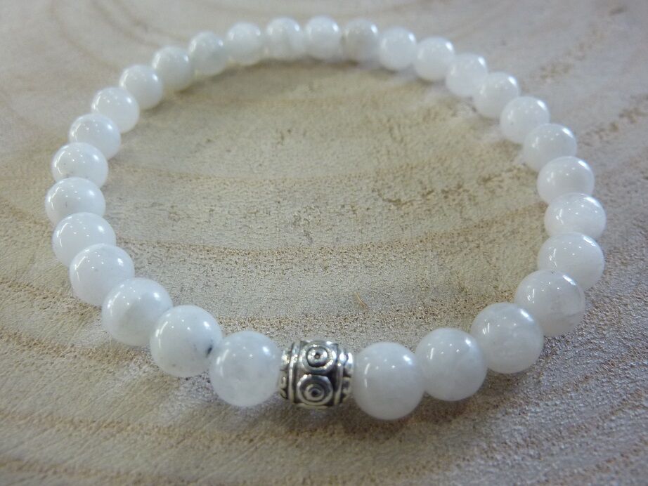 Bracelet Pierre de lune - Perles rondes 6 mm