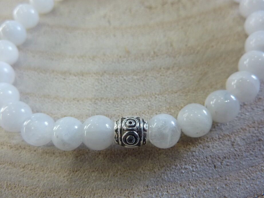 Bracelet Pierre de lune - Perles rondes 6 mm