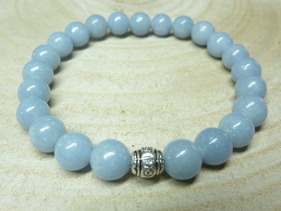 Bracelet Angélite - Perles rondes 8 mm