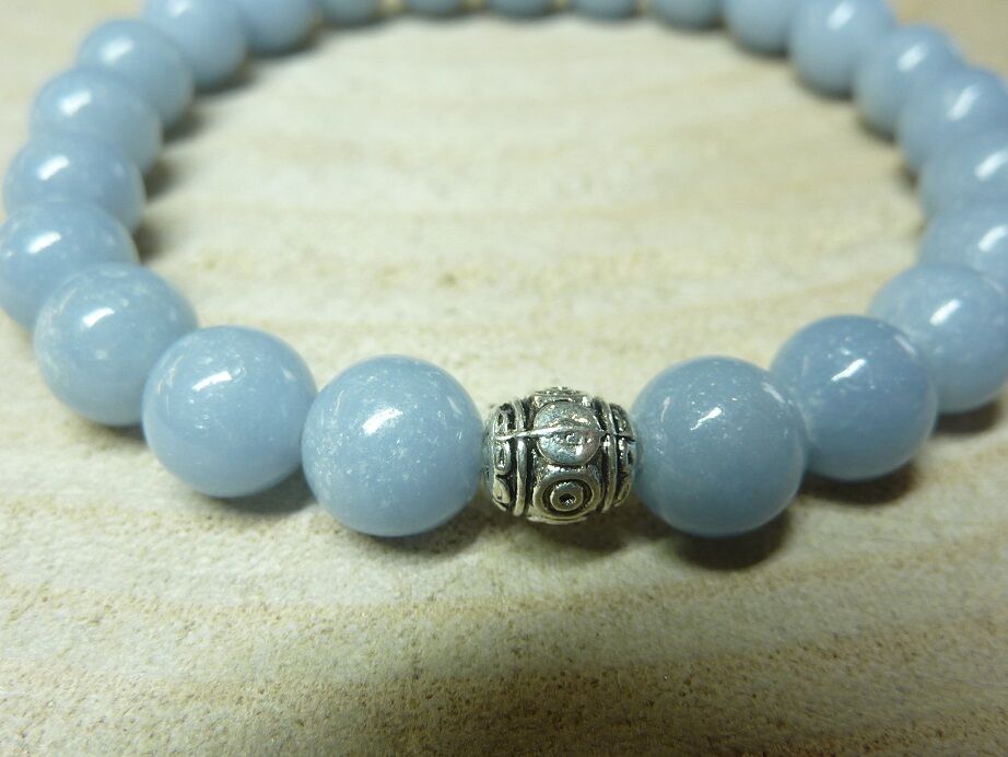 Bracelet Angélite - Perles rondes 8 mm