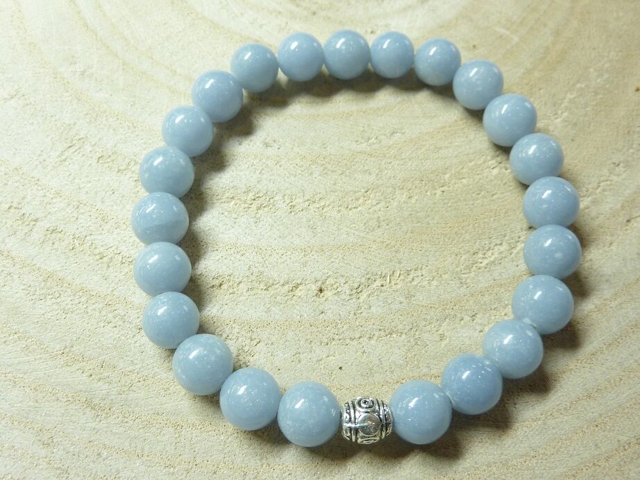 Bracelet Angélite - Perles rondes 8 mm