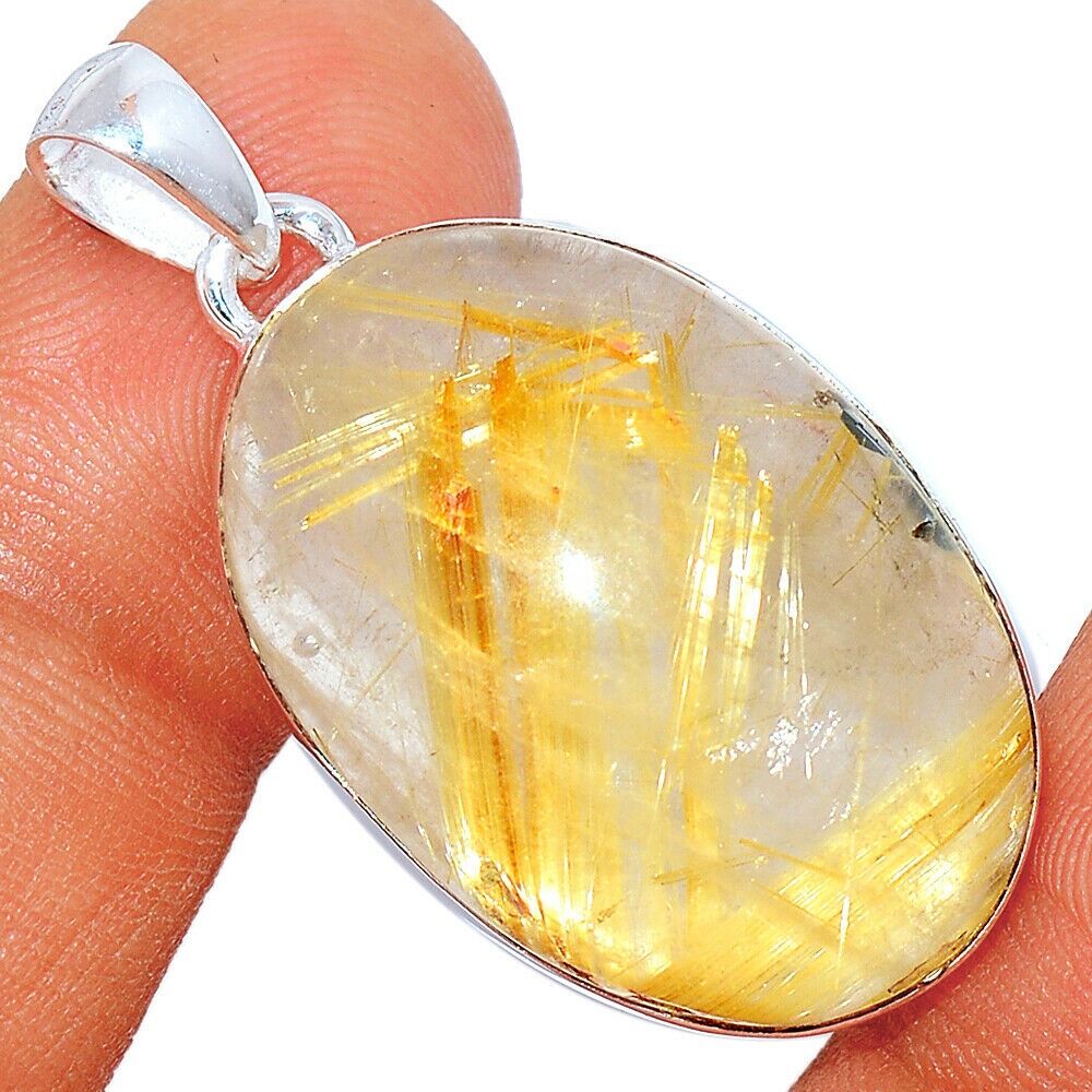 Pendentif Quartz rutile Monture en argent 925 ref 0169