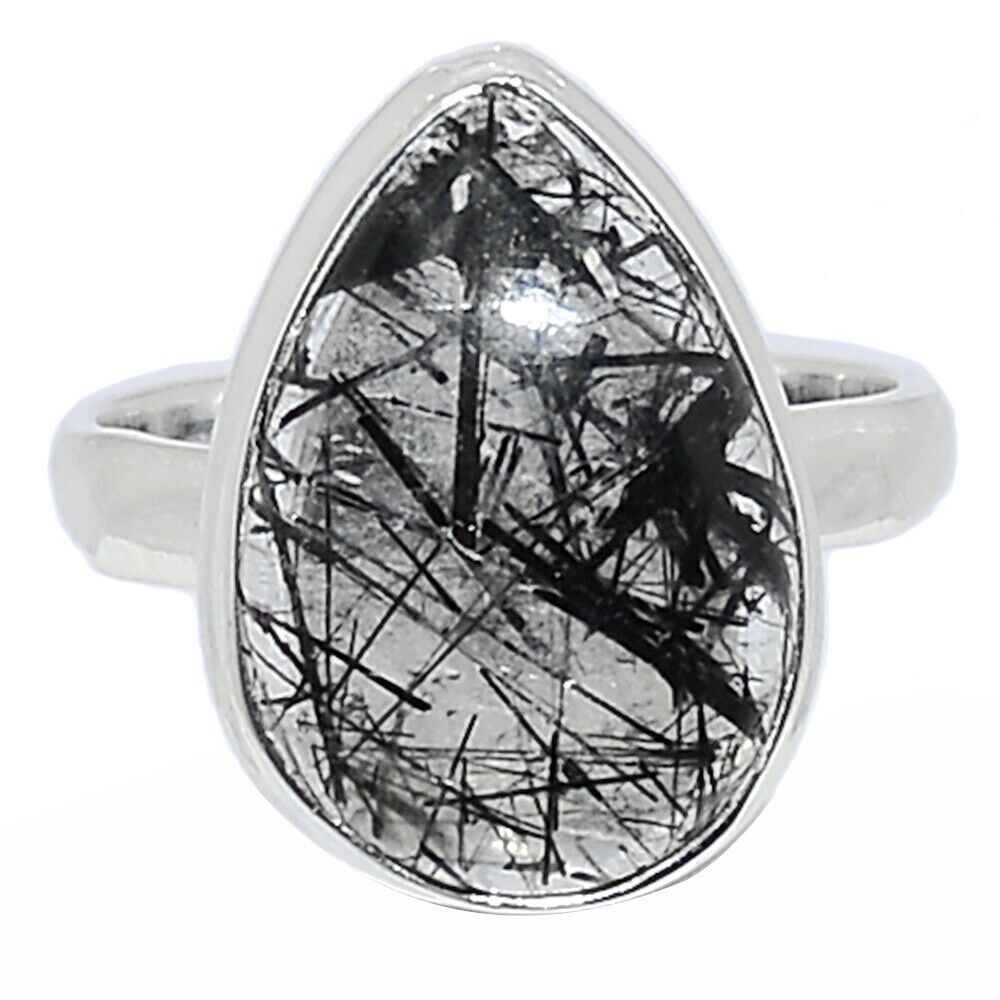 Bague Quartz Tourmaliné monture argent 925 TAILLE 54 ref 8536
