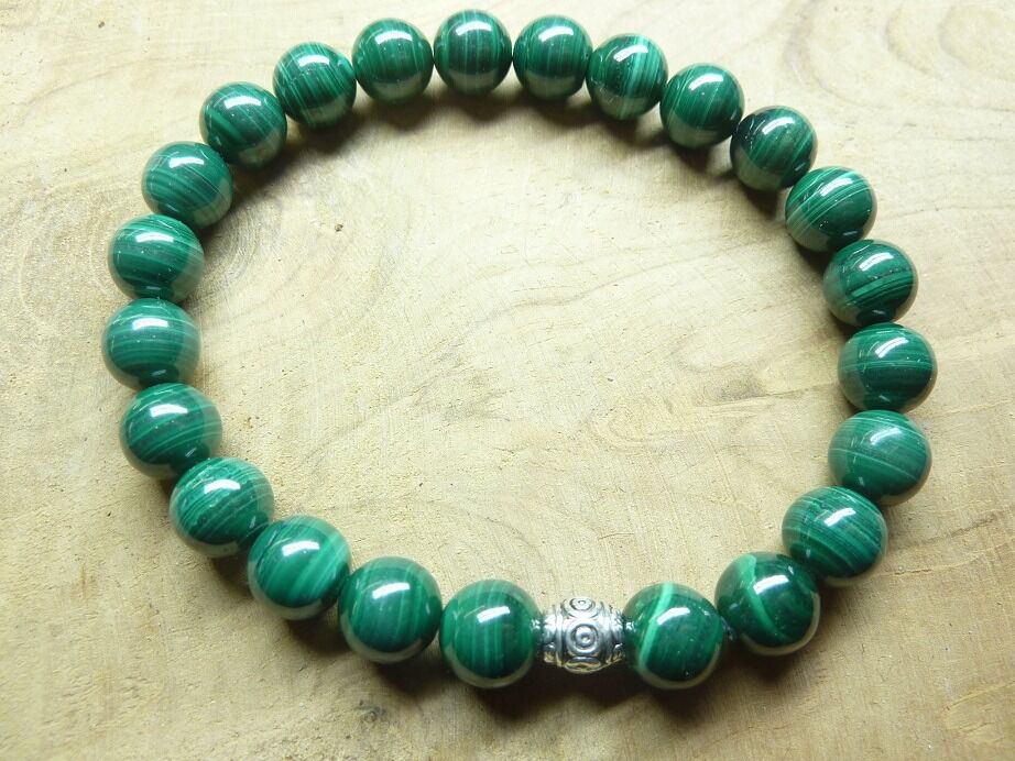 Bracelet Malachite – Perles rondes 8 mm