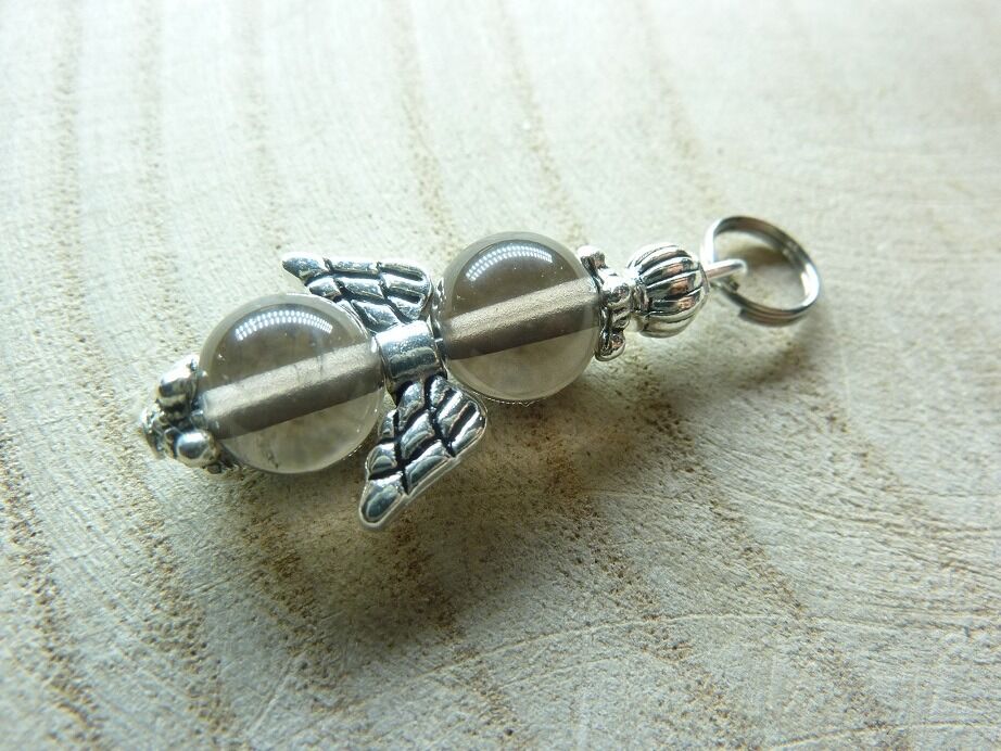 Pendentif larme d'apache obsidienne ange