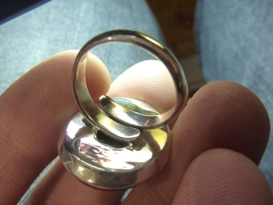 Bague Obsidienne oeil céleste argent 925 taille réglable ref 2732