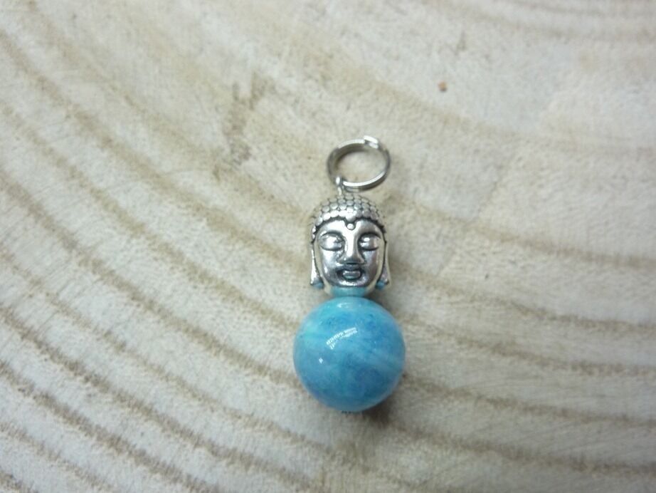 Pendentif Hémimorphite-Bouddha-perle 10 mm