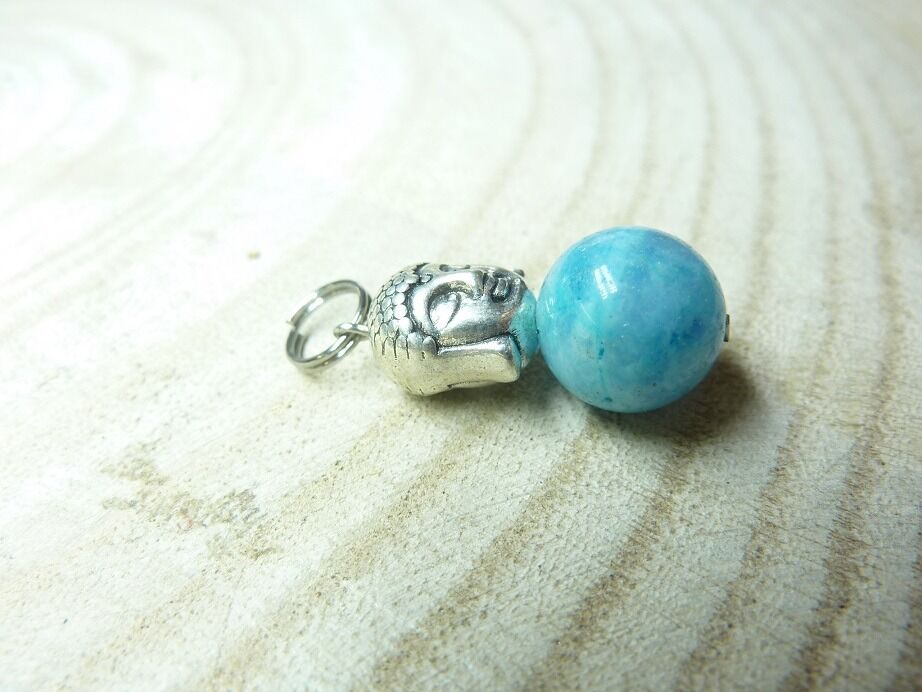 Pendentif Hémimorphite-Bouddha-perle 10 mm