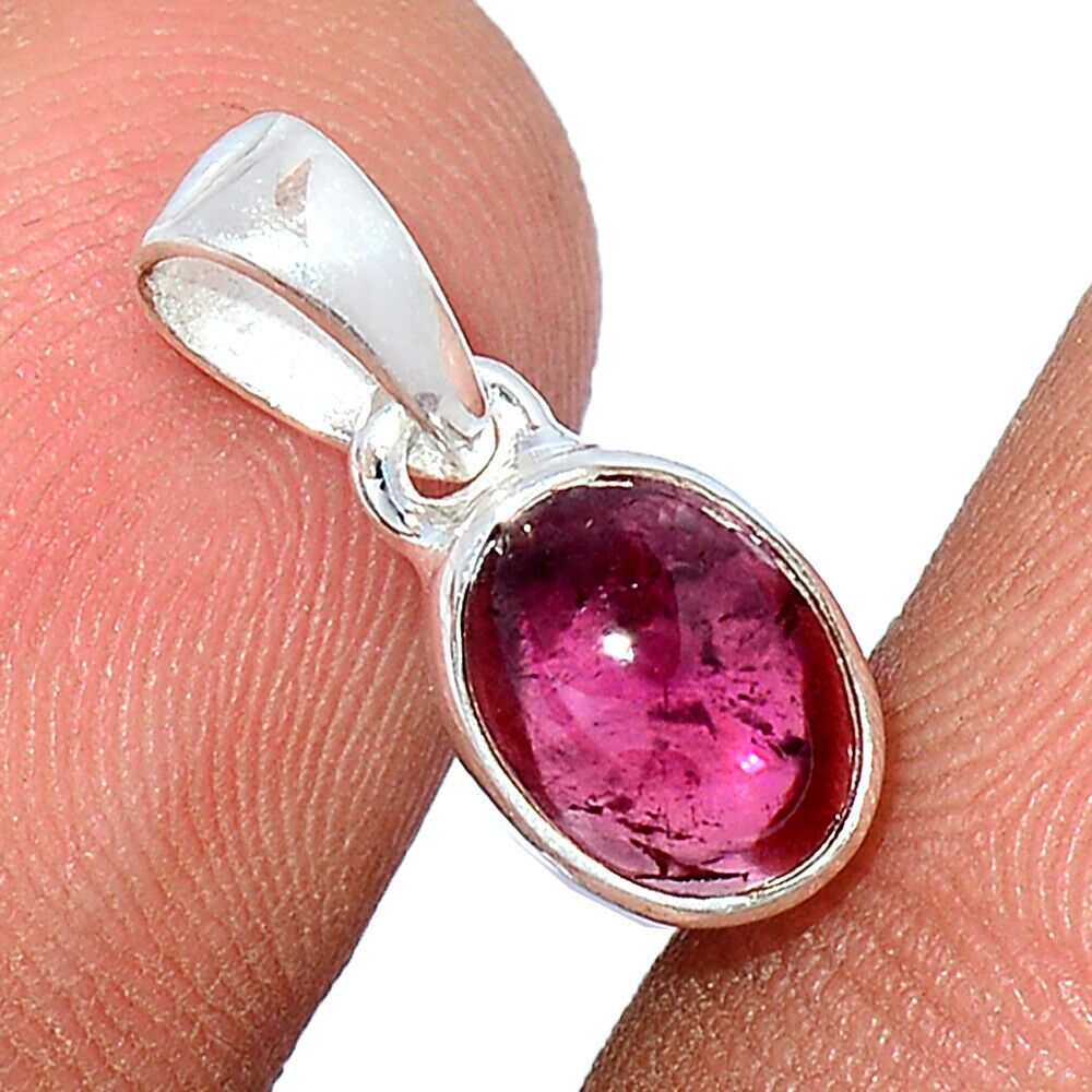 Pendentif tourmaline rose argent 925 ref 4640