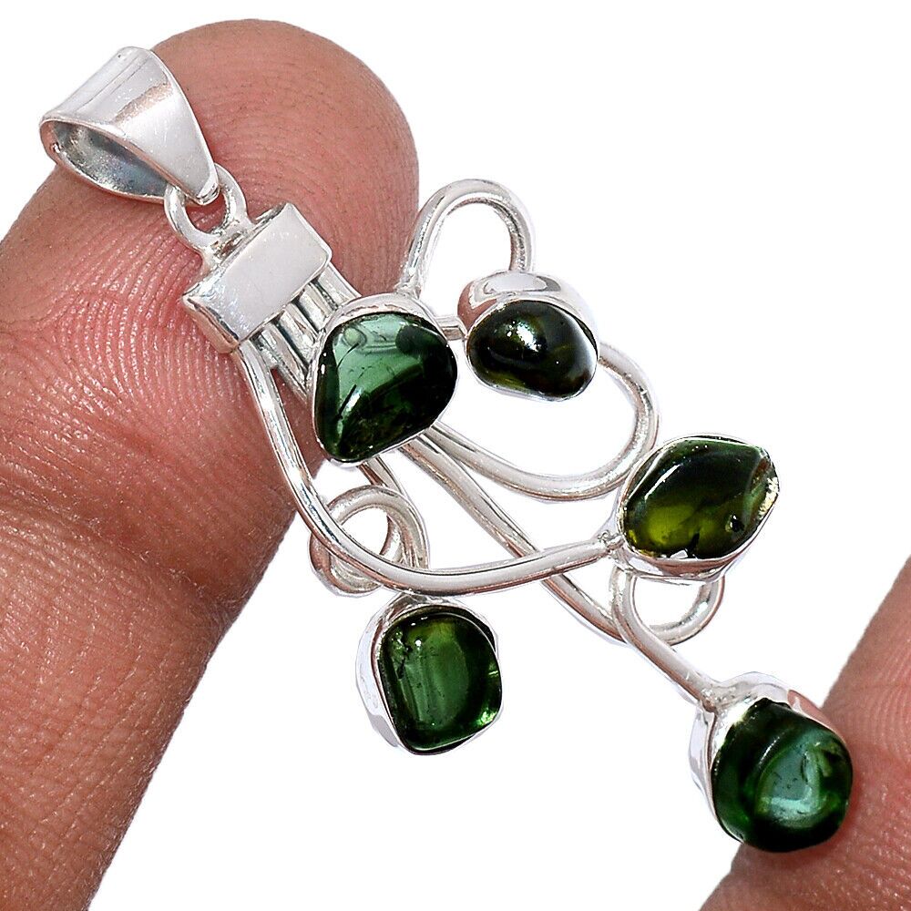 Pendentif Tourmaline verte monture argent 925 ref 5050