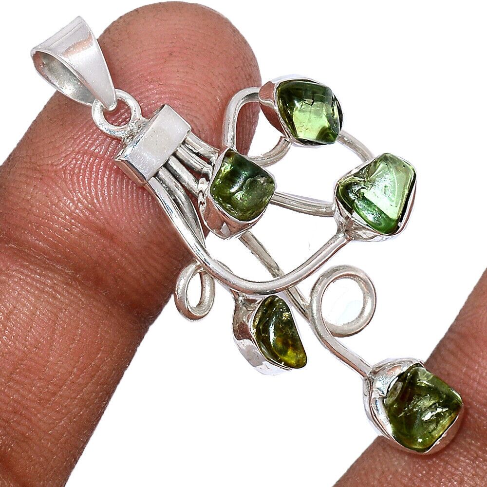 Pendentif Tourmaline verte monture argent 925 ref 5182