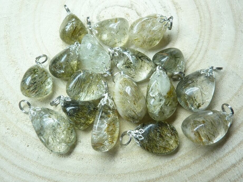 Pendentif quartz tourmaliné verte