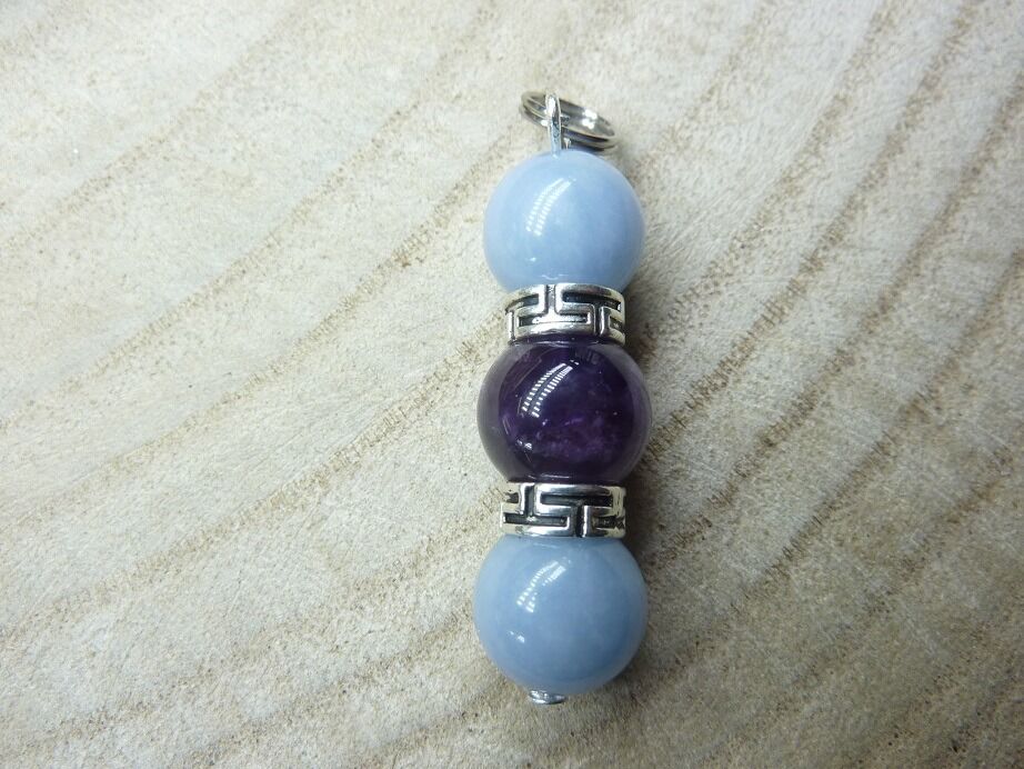 Pendentif Améthyste-angélite Paix et protection