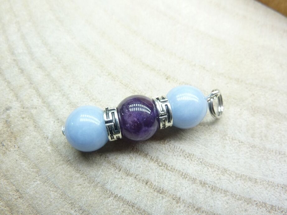 Pendentif Améthyste-angélite Paix et protection