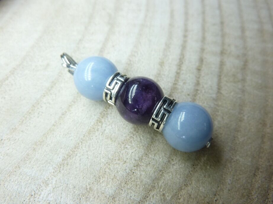 Pendentif Améthyste-angélite Paix et protection