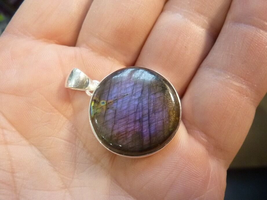 Pendentif Labradorite violet argent 925 ref 4214