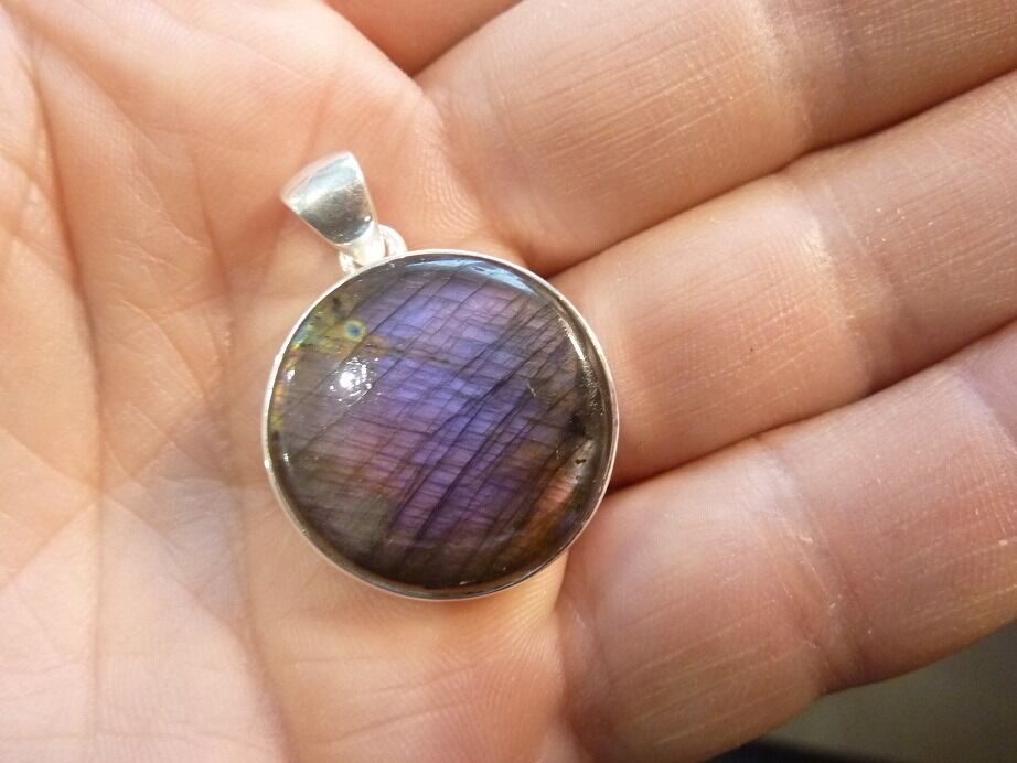 Pendentif Labradorite violet argent 925 ref 4214