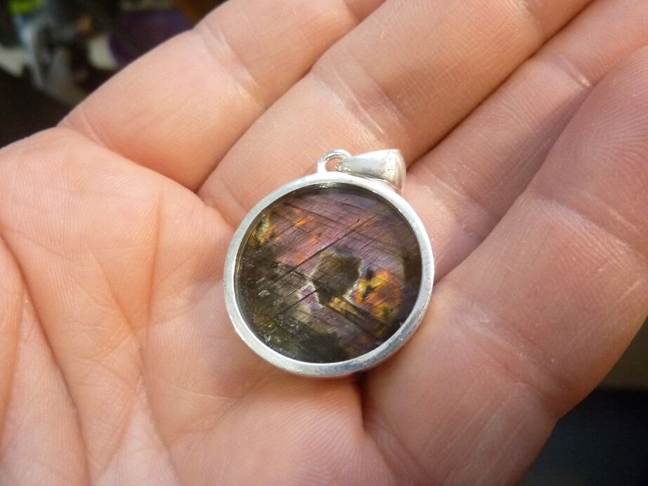 Pendentif Labradorite violet argent 925 ref 4214