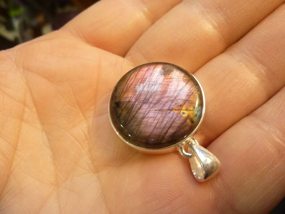 Pendentif Labradorite violet argent 925 ref 4214