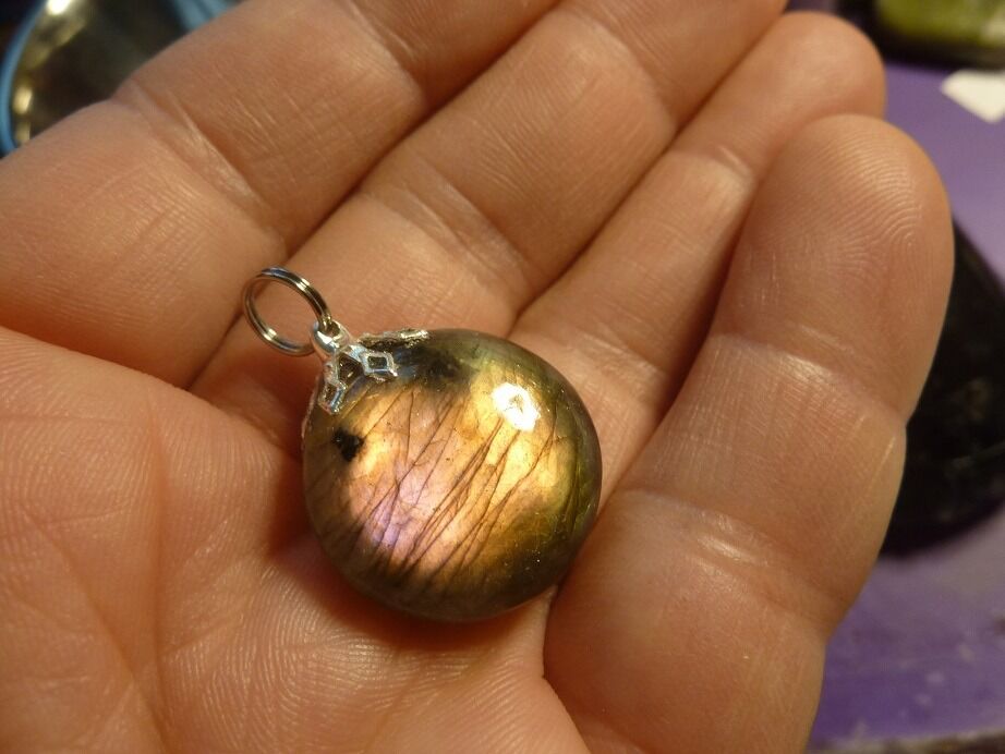Pendentif Labradorite violet-jaune ref 0412