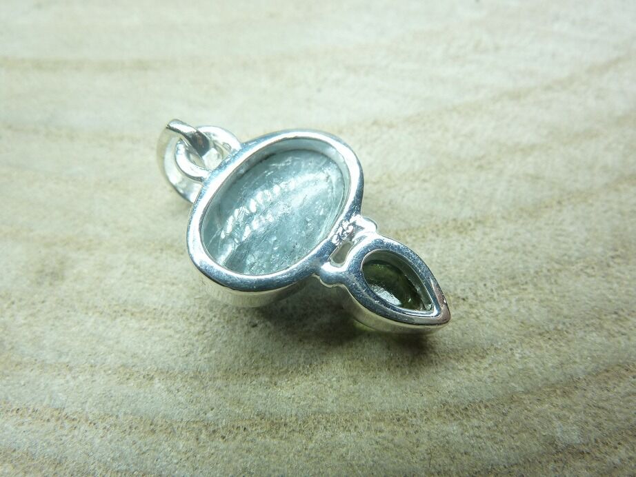Pendentif Aigue marine-Tourmaline verte argent 925 Ref 2839