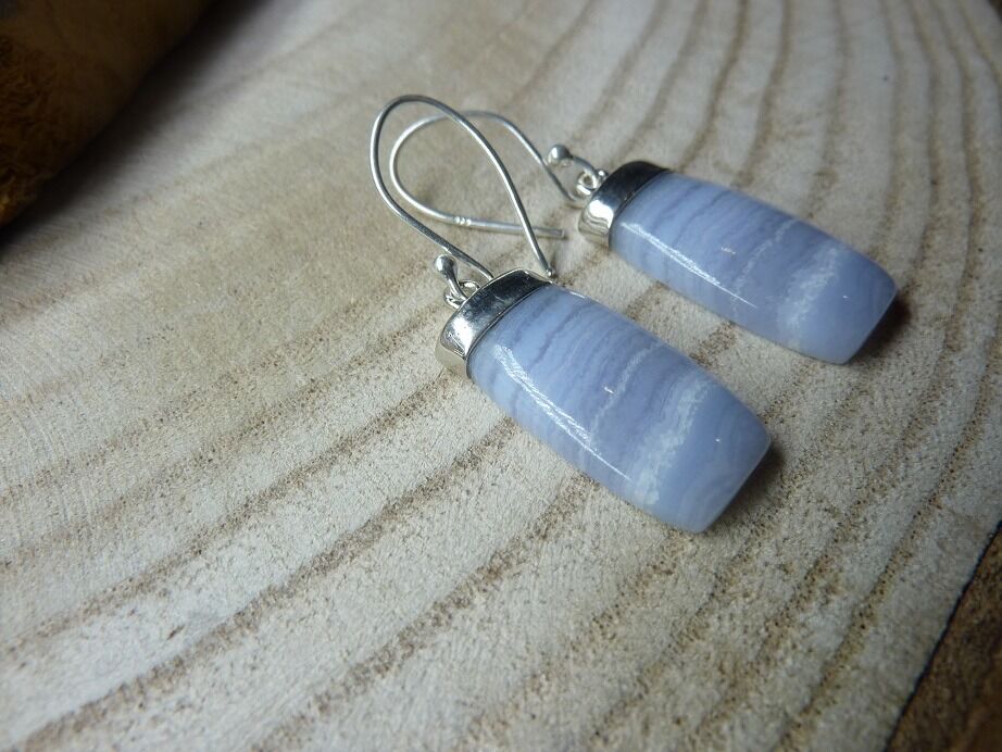 Boucles d'oreilles en calcédoine argent 925 ref 1512