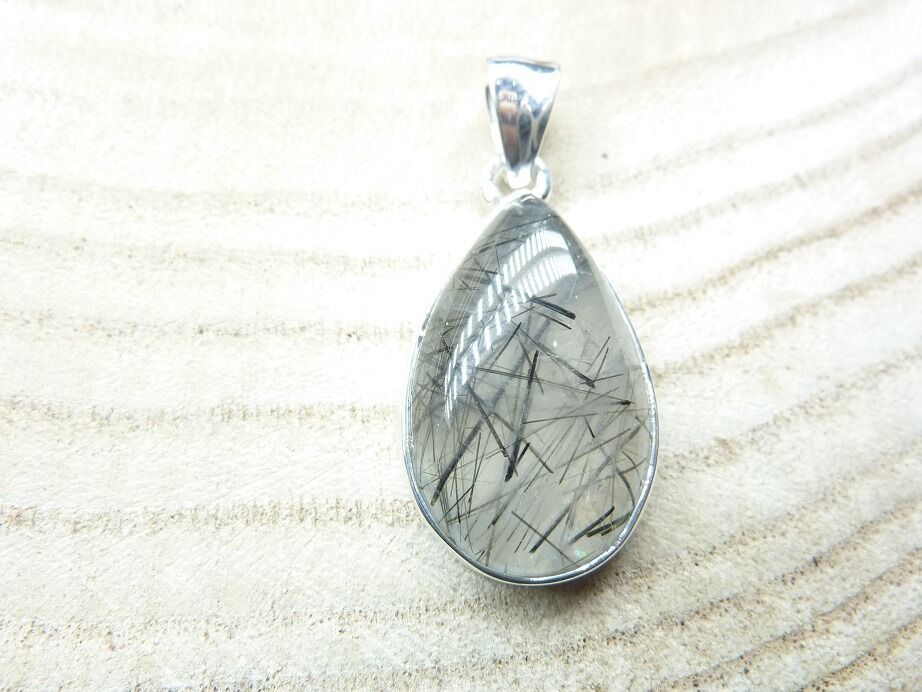 Pendentif Quartz tourmaline argent 925 ref 5121