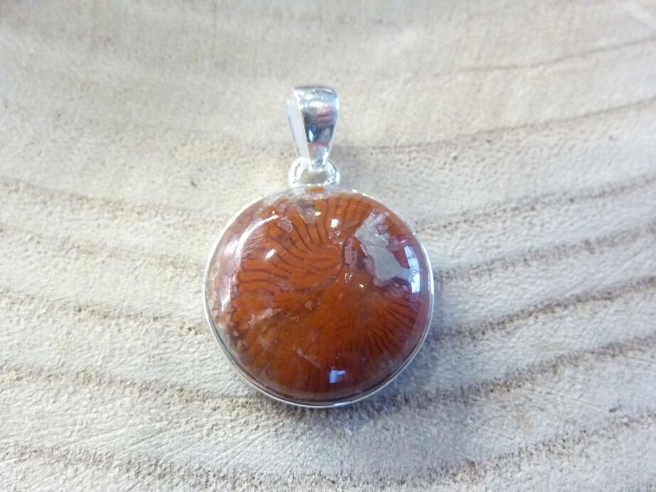 Pendentif jaspe rouge argent 925 ref 1612