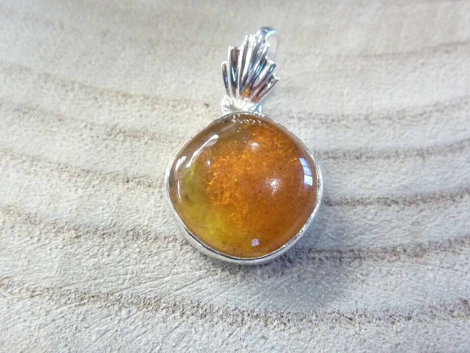 Pendentif Ambre cognac baltique argent 925 ref 1612