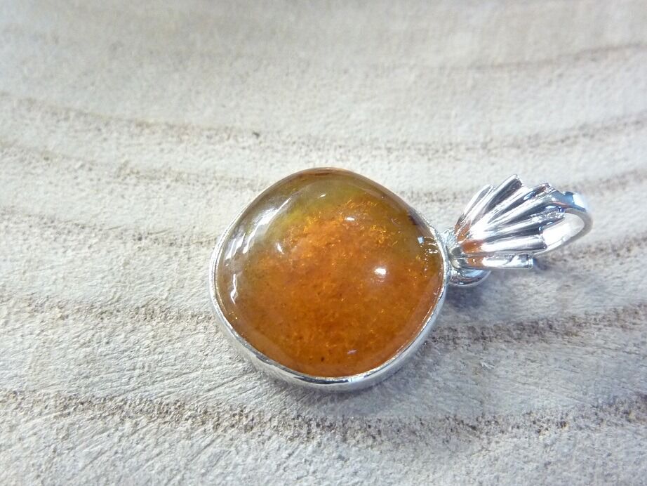 Pendentif Ambre cognac baltique argent 925 ref 1612