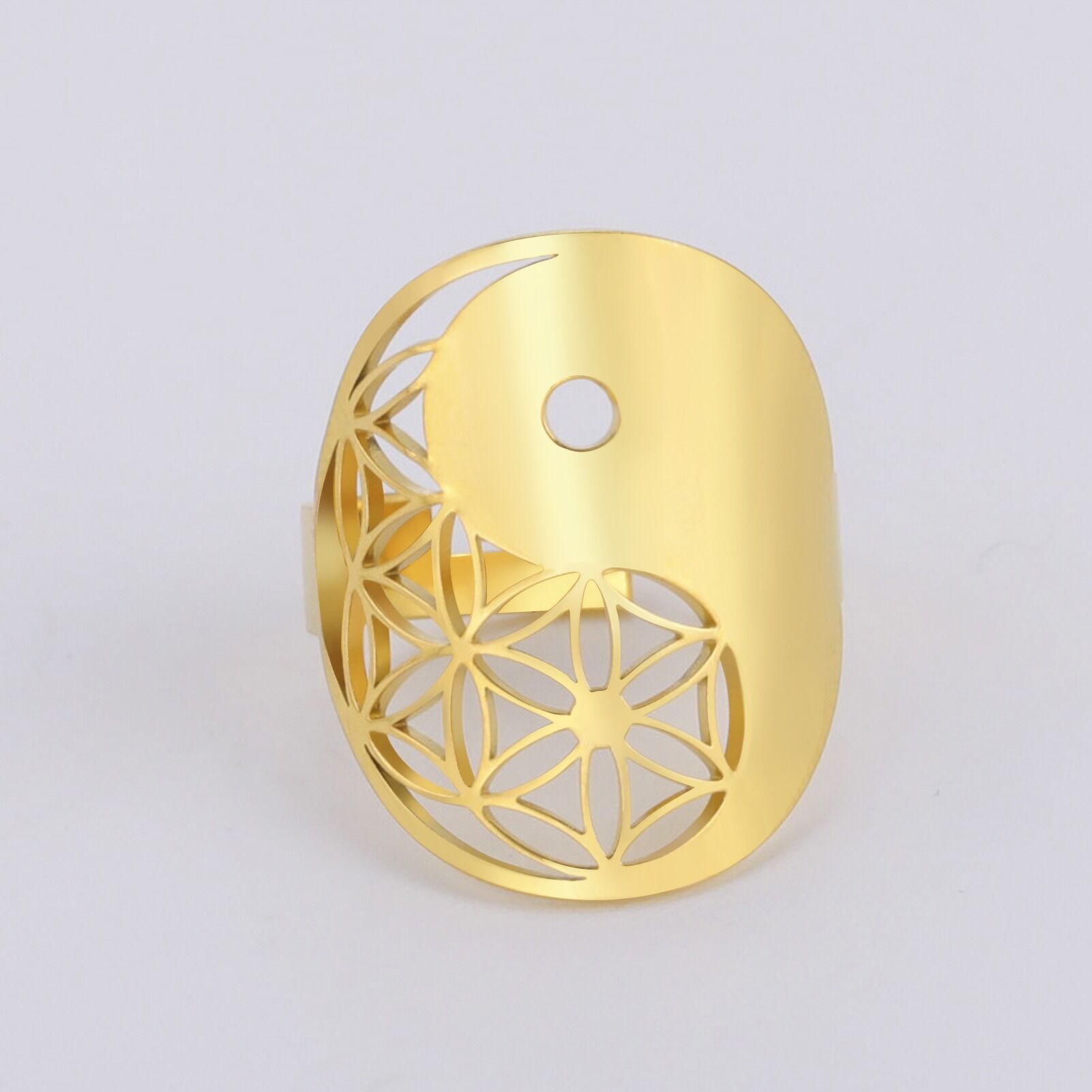 Bague Yin Yang réglable ref or