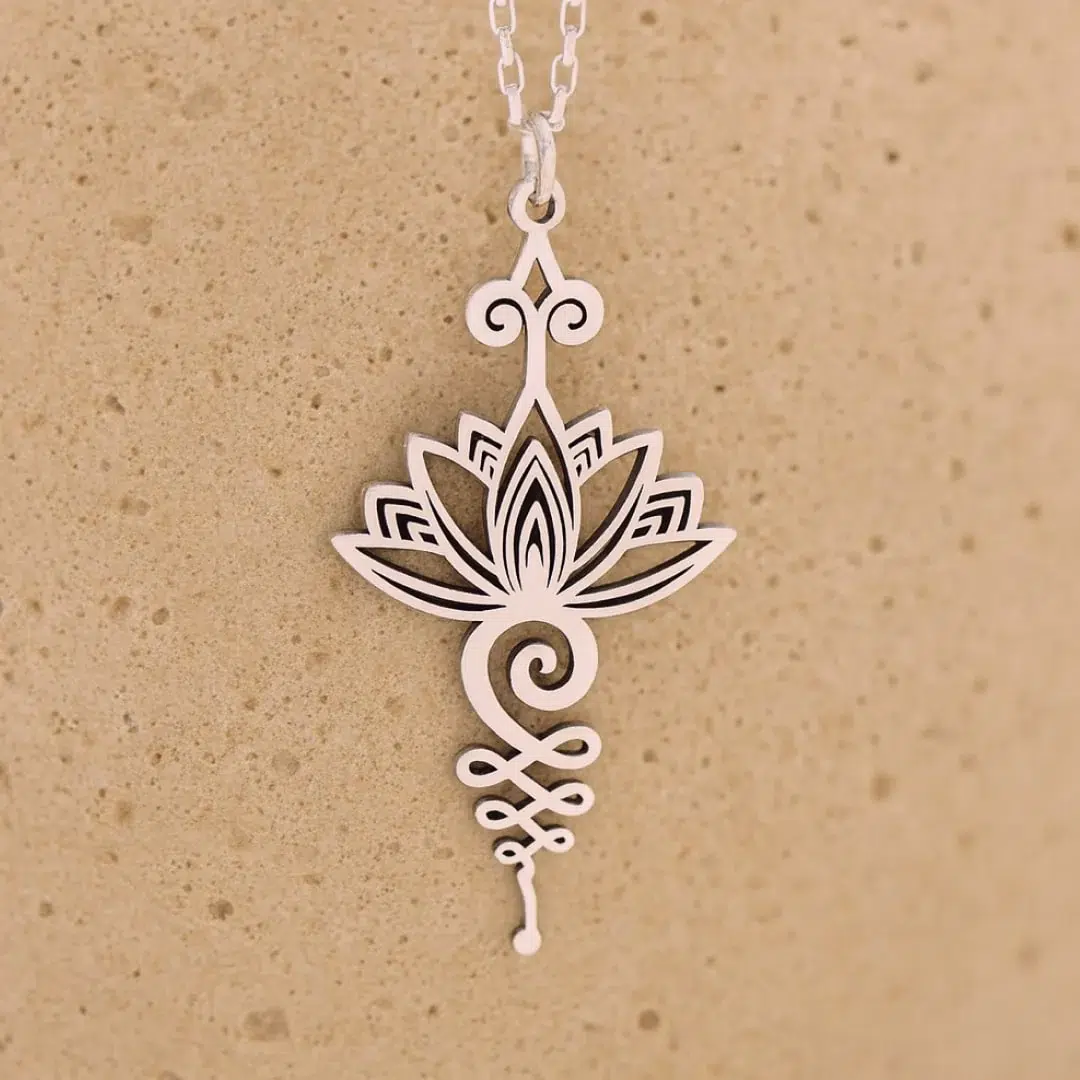 Pendentif fleur de Lotus Unalome ref argent