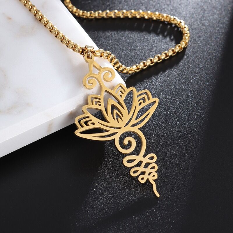 Pendentif Lotus Unalome Or