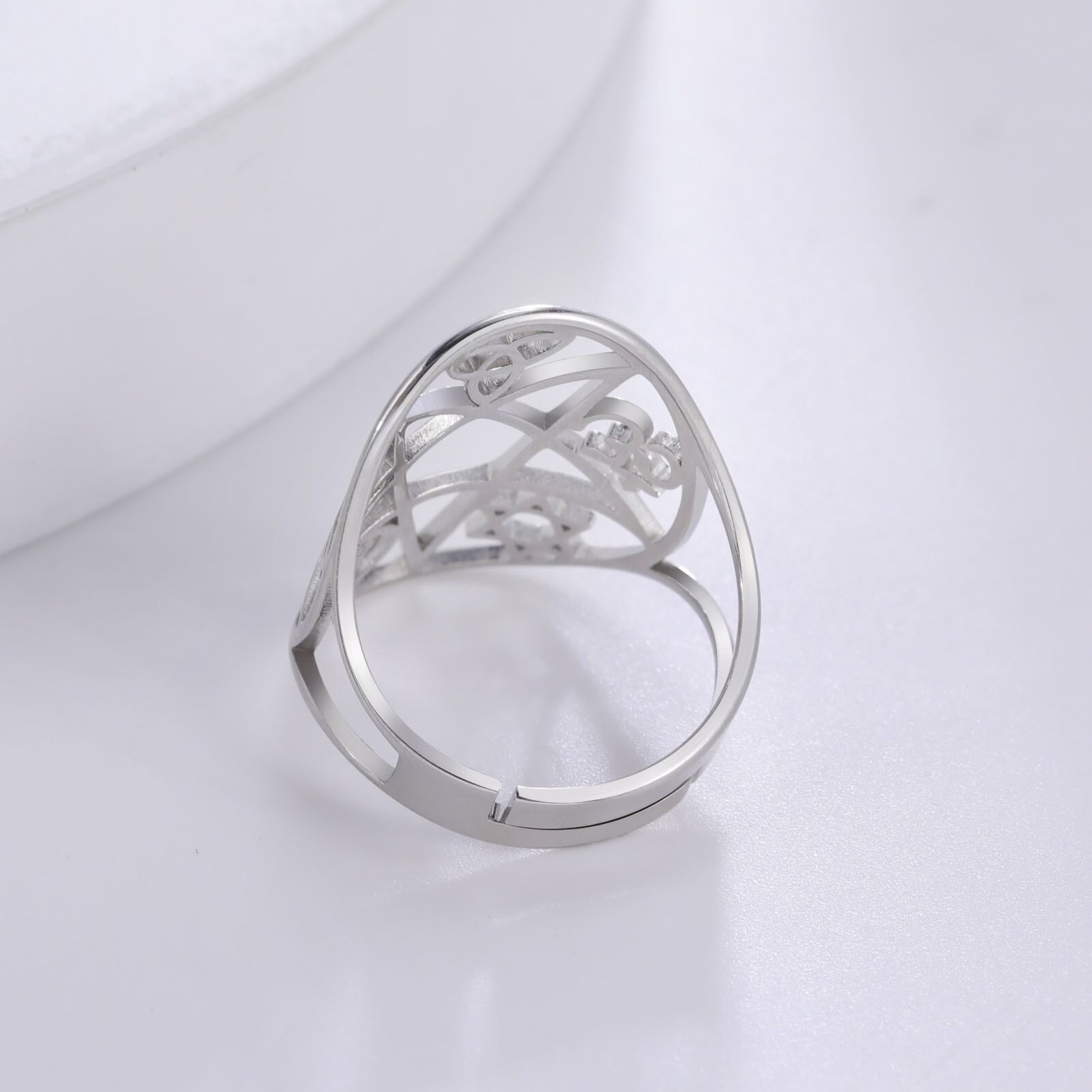 Bague ajustable pentacle multi symboles