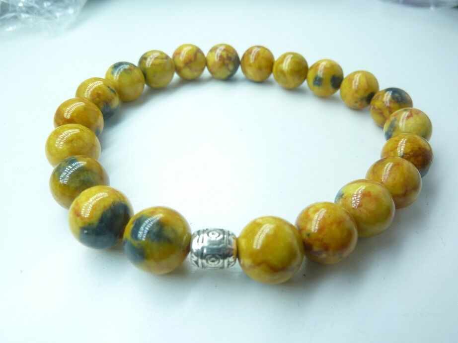 Bracelet Jaspe Bumblebee - Perles rondes 8 mm