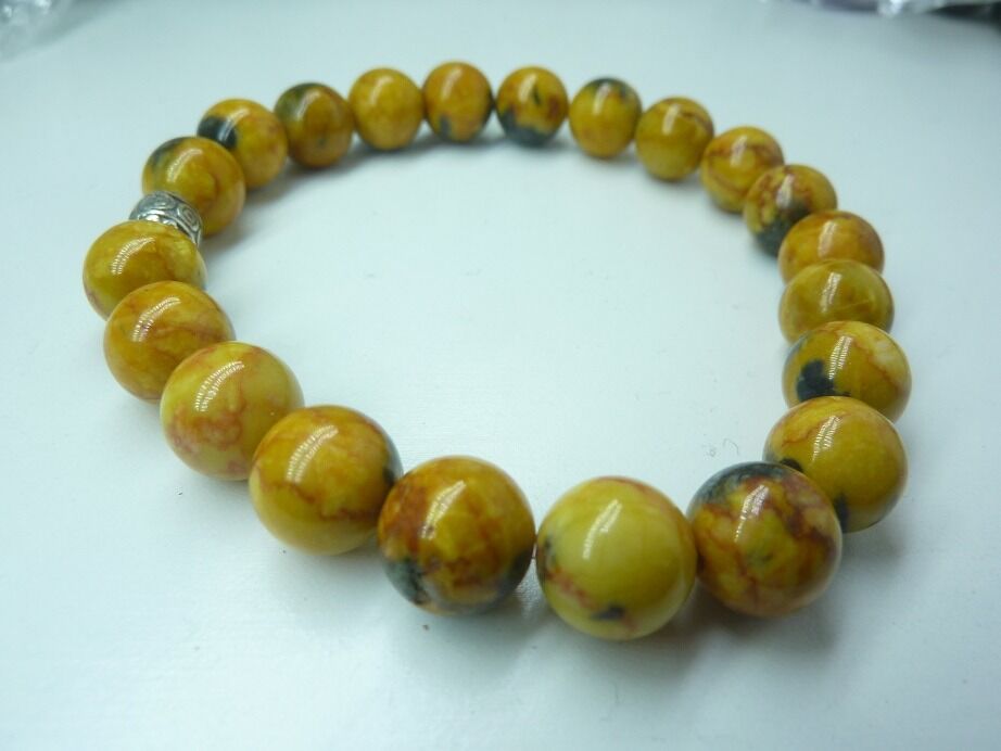 Bracelet Jaspe Bumblebee - Perles rondes 8 mm