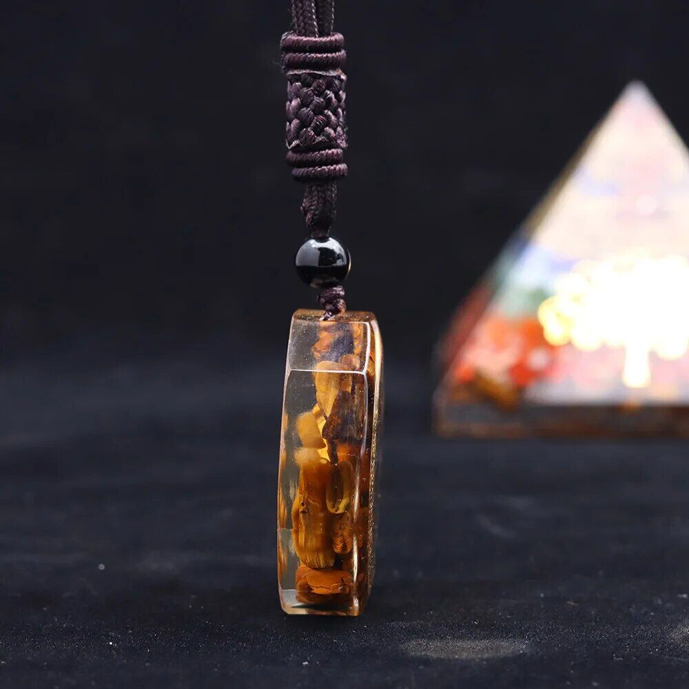 Pendentif orgonite Oeil de tigre - Arbre de vie