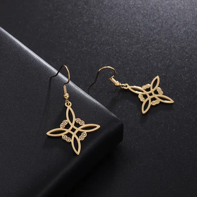 Boucles d'oreilles noeud de sorcière (Wiccan) ref Or