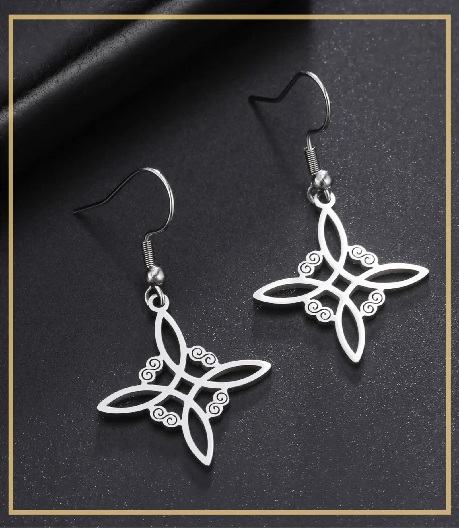 Boucles d'oreilles noeud de sorcière (Wiccan) ref Argent