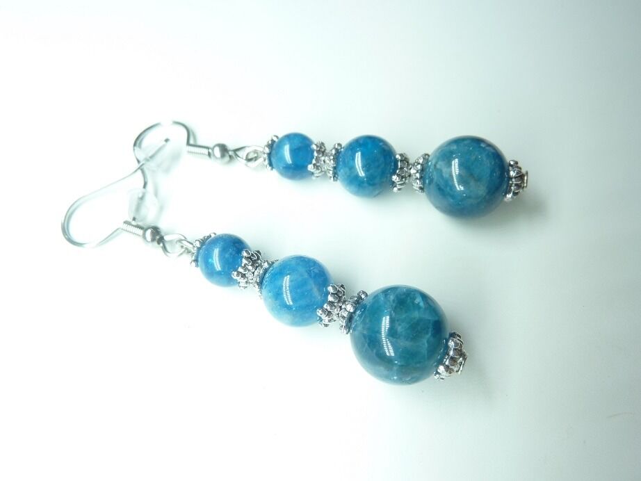 Boucles d'oreilles Apatite perles rondes 10-8-6 mm