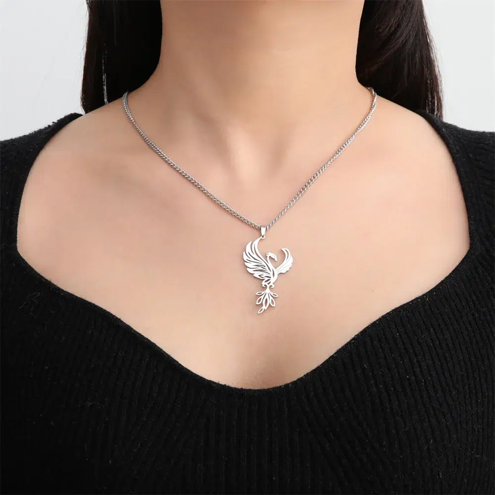 Collier pendentif Phénix ref argent 02