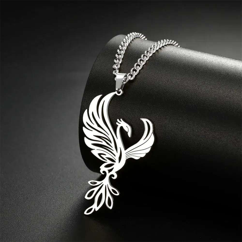 Collier pendentif Phénix ref argent 02