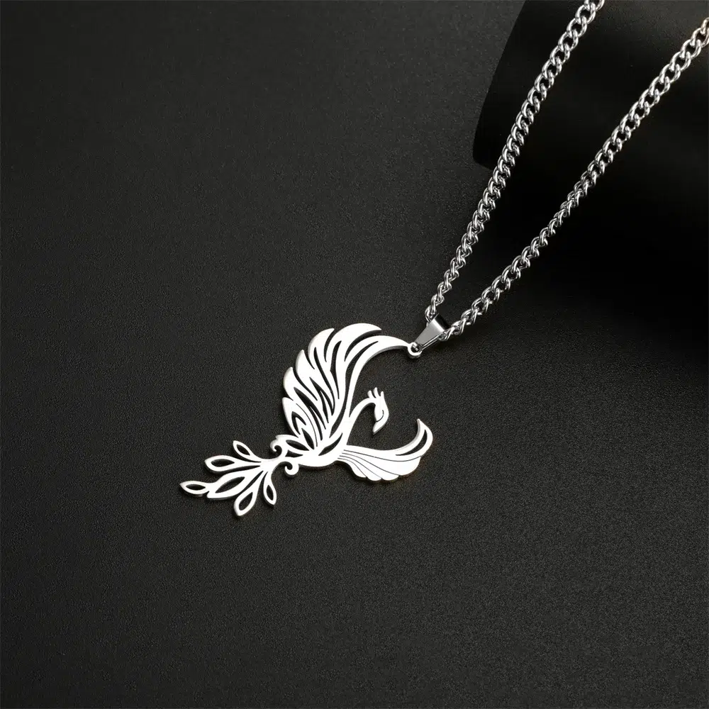 Collier pendentif Phénix ref argent 02