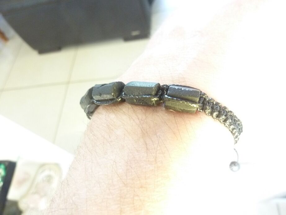 Bracelet Tourmaline noire brute-Pierre de lave réglables