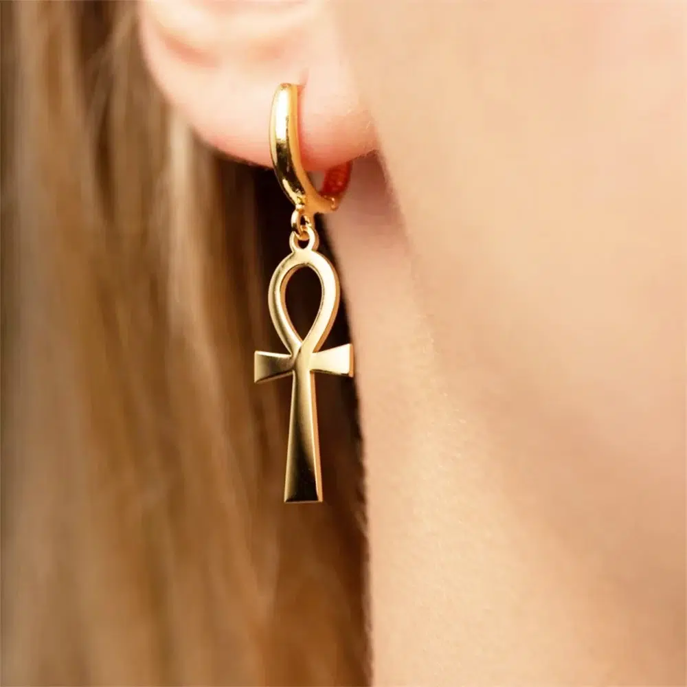 Boucles d'oreilles Croix de Ankh réglable ref Or