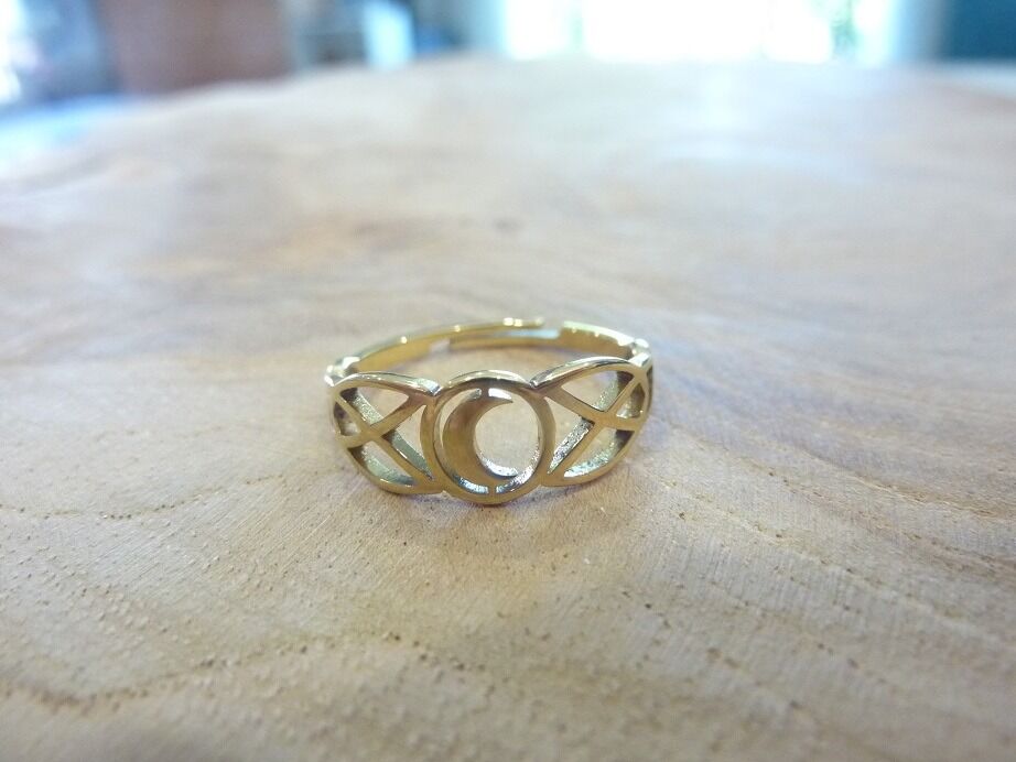 Bague Triple lune réglable ref Or