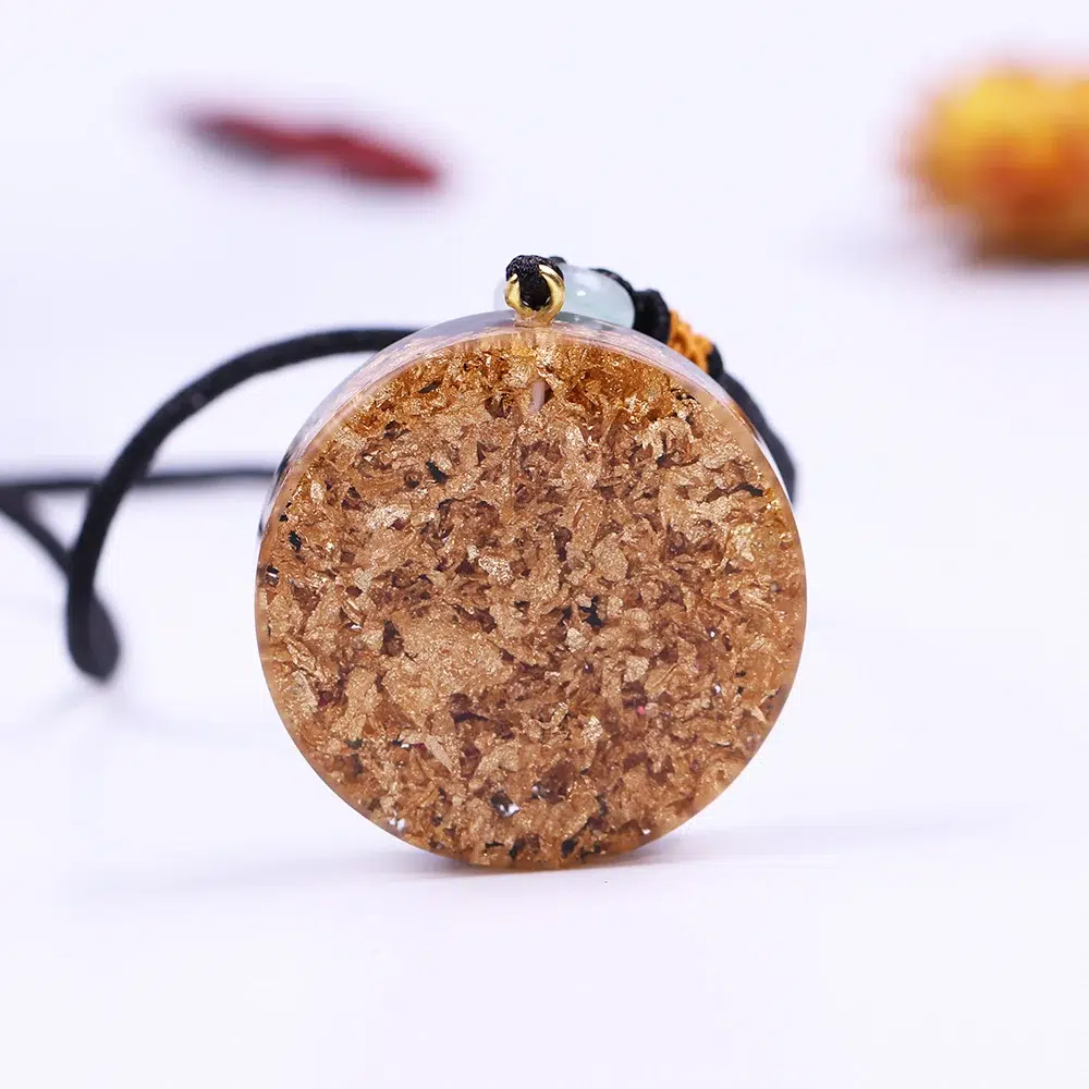 Collier pendentif Sri Yantra- Obsidienne noire orgonite